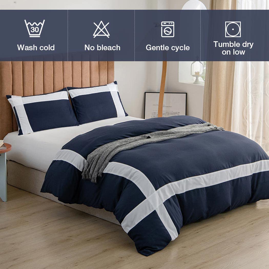 Lekesky Navy Blue Duvet Cover King Size, Soft King Duvet Cover Set