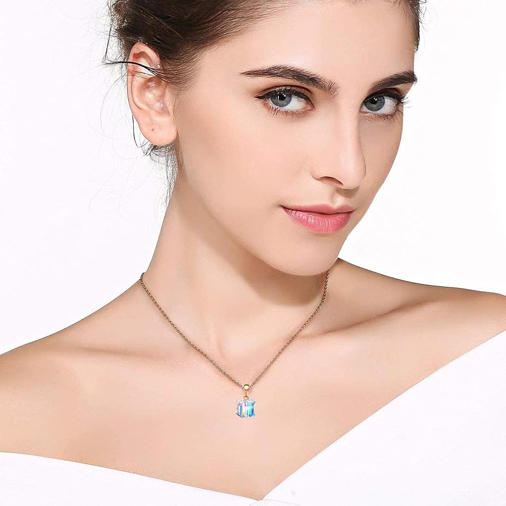 Amazon.com: EVEVIC Austrian Crystal Cube Pendant Necklaces for