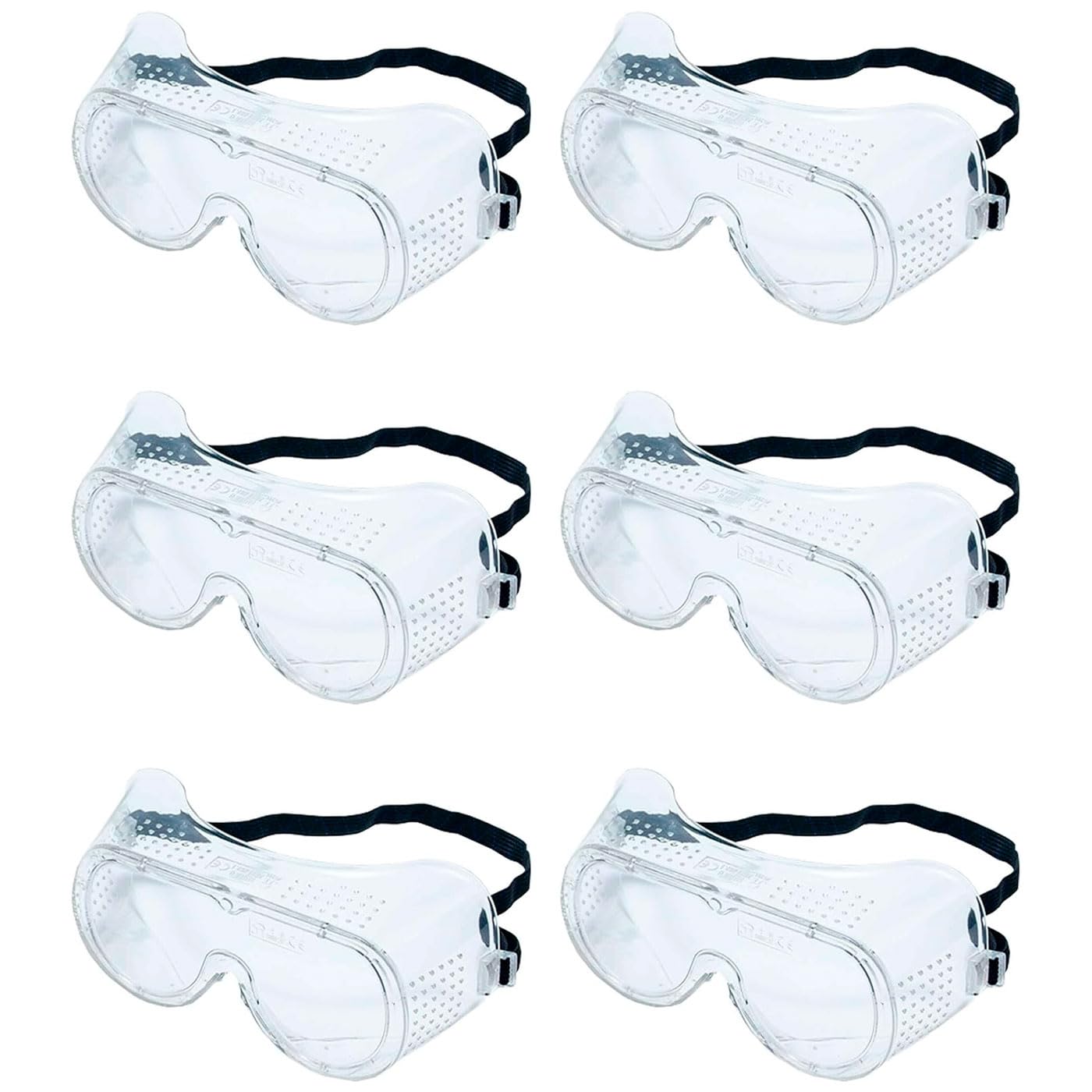Acan Tradineur - Pack de 6 Gafas de seguridad, protector de ojos, prevención y seguridad - Fabricado en PVC - No protegen contra los rayos UV – 7 x 15,5 x 5,5 cm