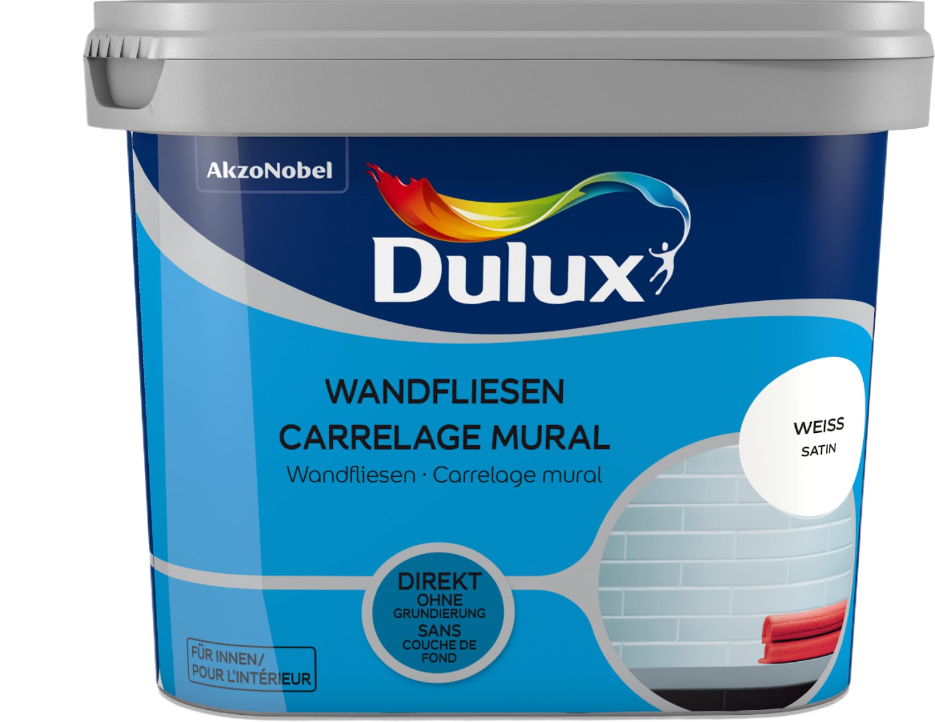 Dulux Fresh up Wandfliesenfarbe Satin, Frische Farbe für Ihr Bad, Weiß, 750 ml