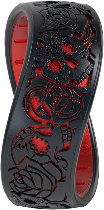 Enso Rings Etched Sugar Skulls 3.0 Silicone Rings - Comfortable and Flexible Design