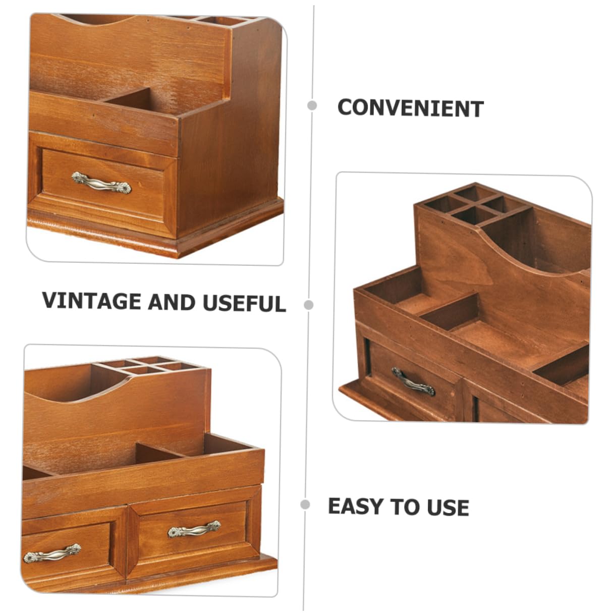 MAGICLULU Schublade mit 2-fach Schubladendesign im Vintage Stil Aufbewahrung Schmuck Großer Stauraum und Schreibtisch Organizer für Make Up und Kosmetik