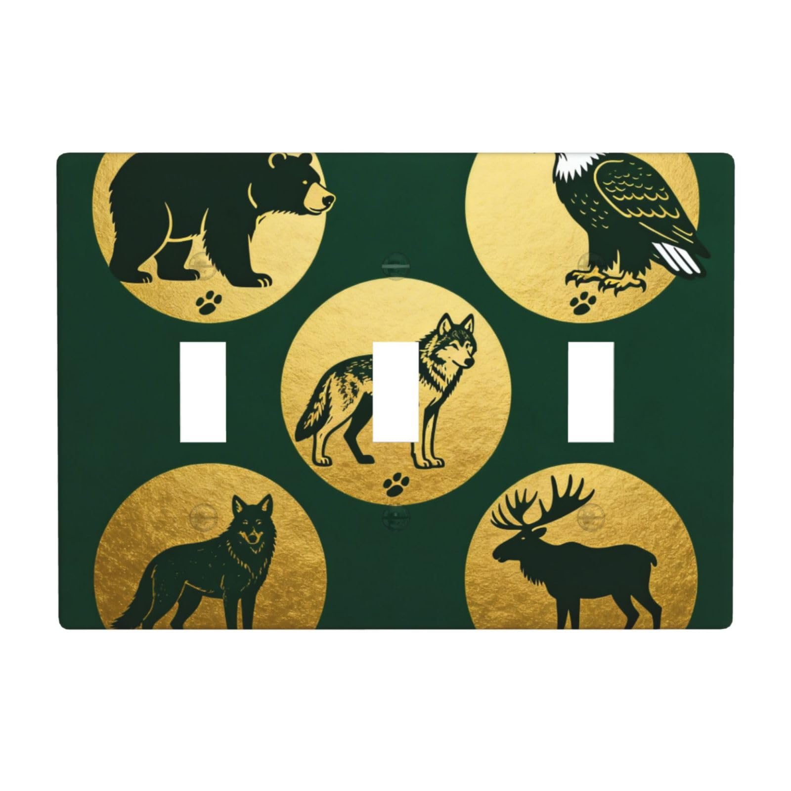 Animal Silhouettes 3 Gang Switch Plate Cover-Unbreakable Polycarbonate Wall Plate, Heat Resistant Toggle Switch Decor for Home