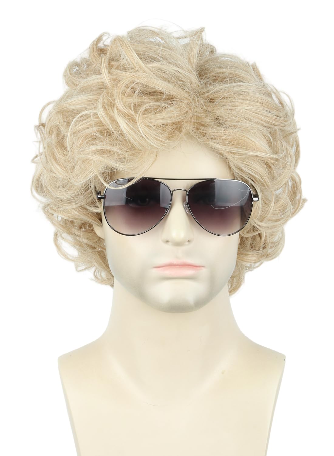 Topcosplay Men's Wig, Curly Hair Wig, Cosplay, Costume, Party, Cultural Festival, Year-end Party, Halloween, Net Included (Gold)