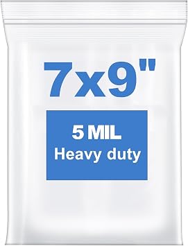 20 PCS 7" x 9" Thick 5 Mil Clear Zip Poly Bags Plastic Reclosable Zip Seal Lock Bags Heavy-Duty Photo Cards Snacks Seeds Zipper Bag