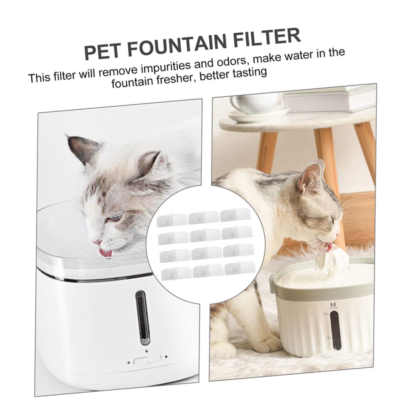 Mipcase 48piezas Filtros De Repuesto para Dispensador De Agua para Mascotas De Filtros De Activado para Fuente De Agua De Gato Accesorios para Mascotas Filtración y Saludable