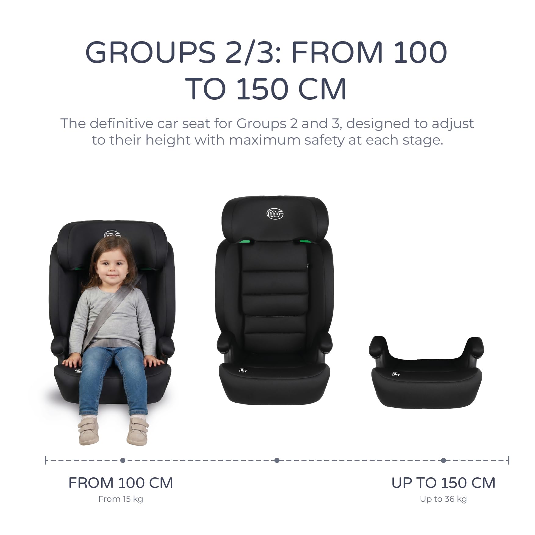 MS BabyWorld fotelik samochodowy BETA i ALPHA Isofix Group 2/3 i rozkładany podnośnik, I-Size R129, uniwersalny, 15 – 36 kg, 100 – 150 cm, pas bezpieczeństwa, dla niemowląt i dzieci
