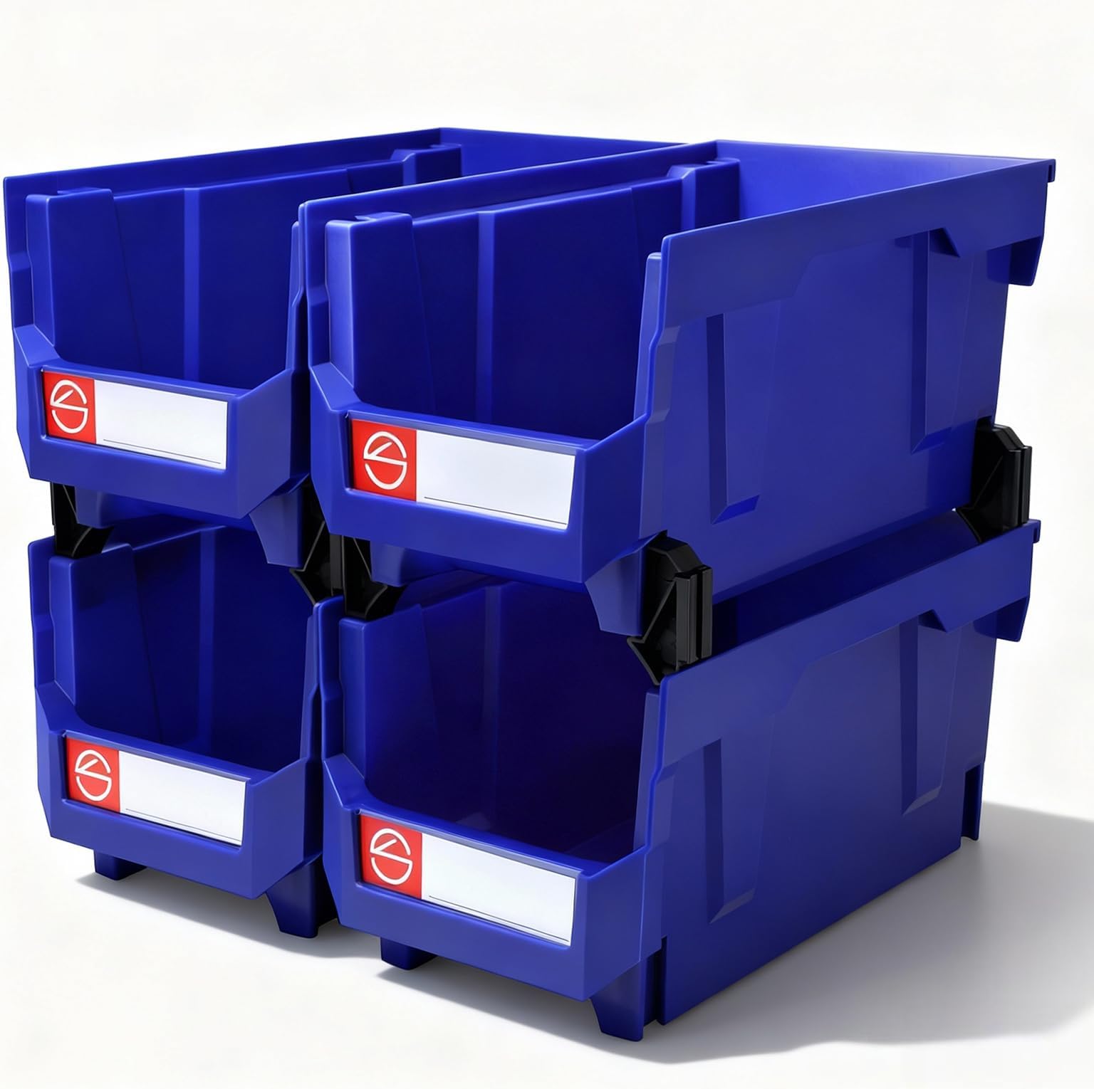 4Pack Storage Organizer Boxes,Desk Drawer Organizer, Stackable Storage Bins for Store Tools,Office Supplies,Workshop,Containers Garage(14.84" x 8.39"x 7.01"), Blue