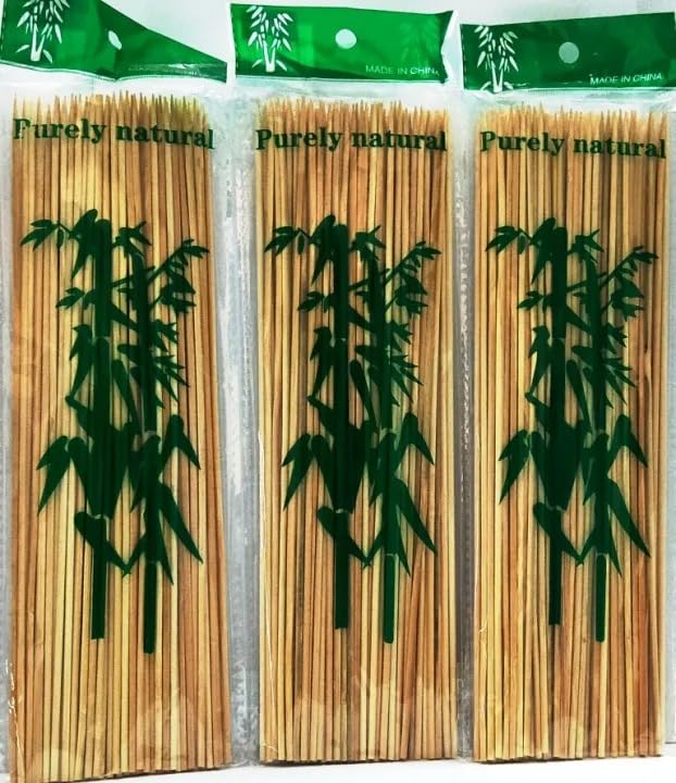 Image of Royals 100pc Bamboo Skewers for Barbeque Grilling Frying Spiral Sticks, 16in 5mm