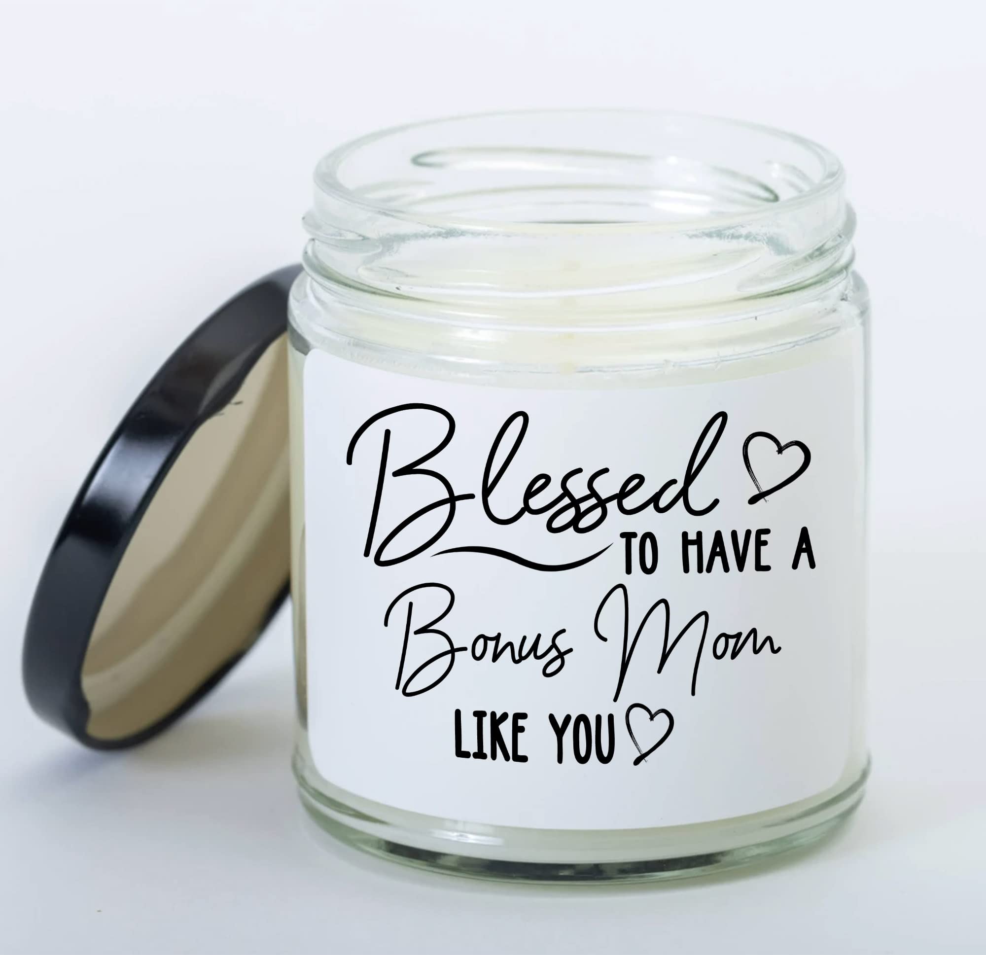 Bonus Mom Candle Blessed to Have A Bonus Mom, Gift for Step Mother from Bonus Son Daughter, Bonus Mom Gift for Birthday Christmas Thanksgiving Mother's Day Women Day House Decoration Dining Home Gift