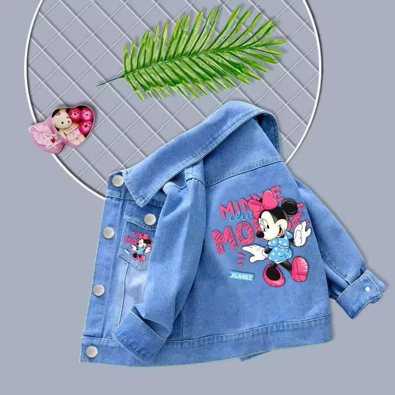 Girls Minnie Mouse Denim Jacket, Light Blue Jean, Button-Up, Long Sleeve2