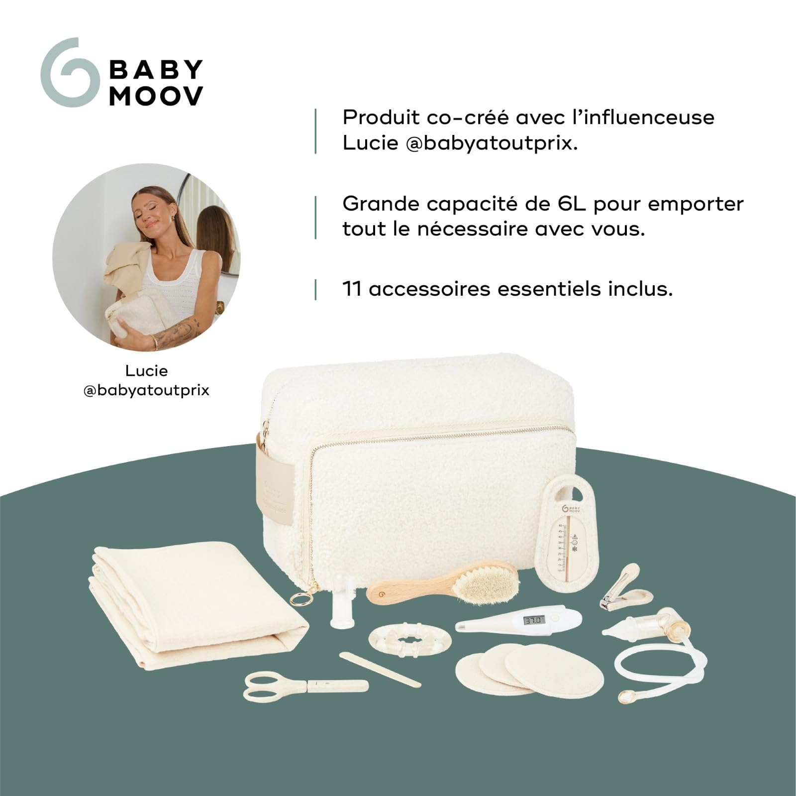 Babymoov Baby Grooming Kit Curl White, 11 Essentials for Newborns Including Nasal Aspirator Bath Thermometer, Nail Clippers - Image 3