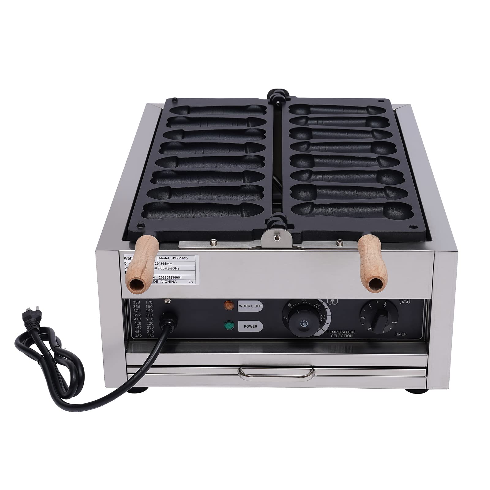 HAPPCUCOE 2200W Commercial Waffle Maker Machine,Adjustable Time and Temperature 122-572°F,Non-Stick Waffle Maker 8 Molds Stainless Steel Waffle Baker Machine