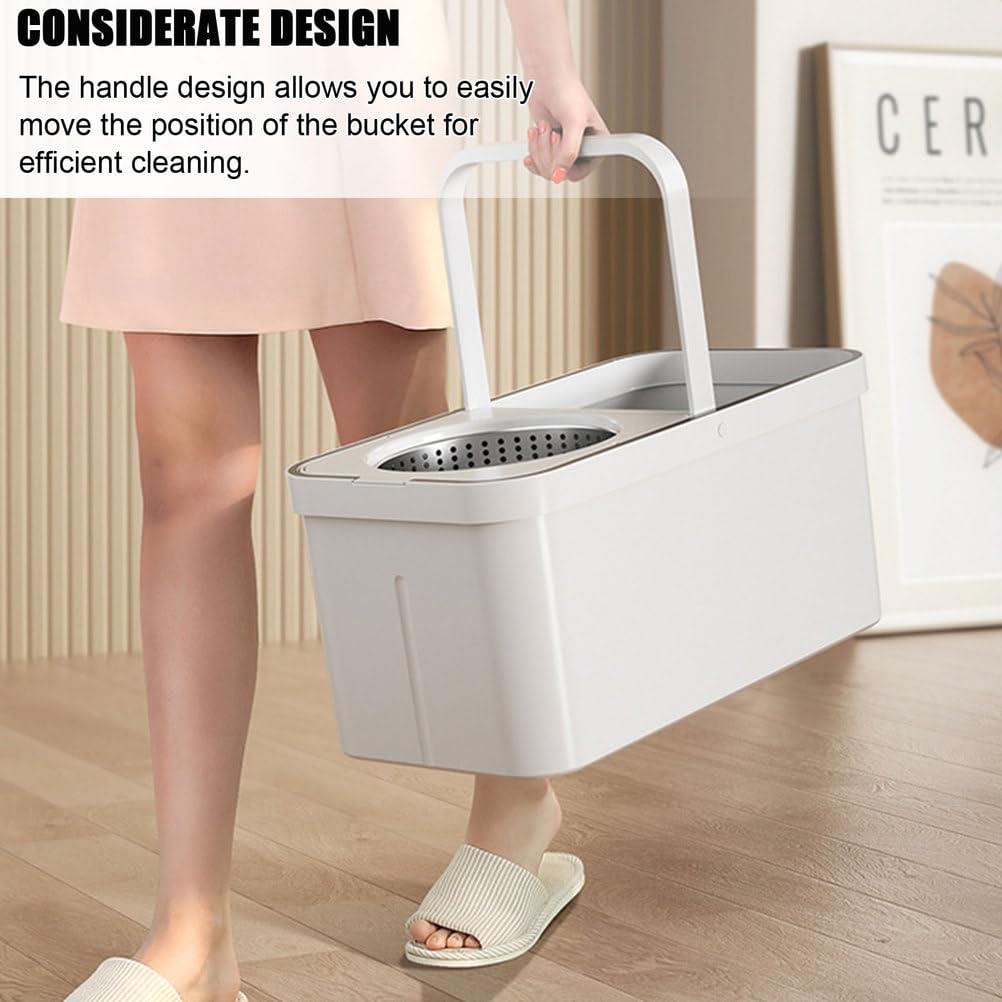 Juego de fregona y Cubo giratorios para el hogar - Fregona giratoria de 360° y Cesta escurridora Interior Desmontable - 5 recambios de Cabezales de Microfibra para Limpieza de Suelos