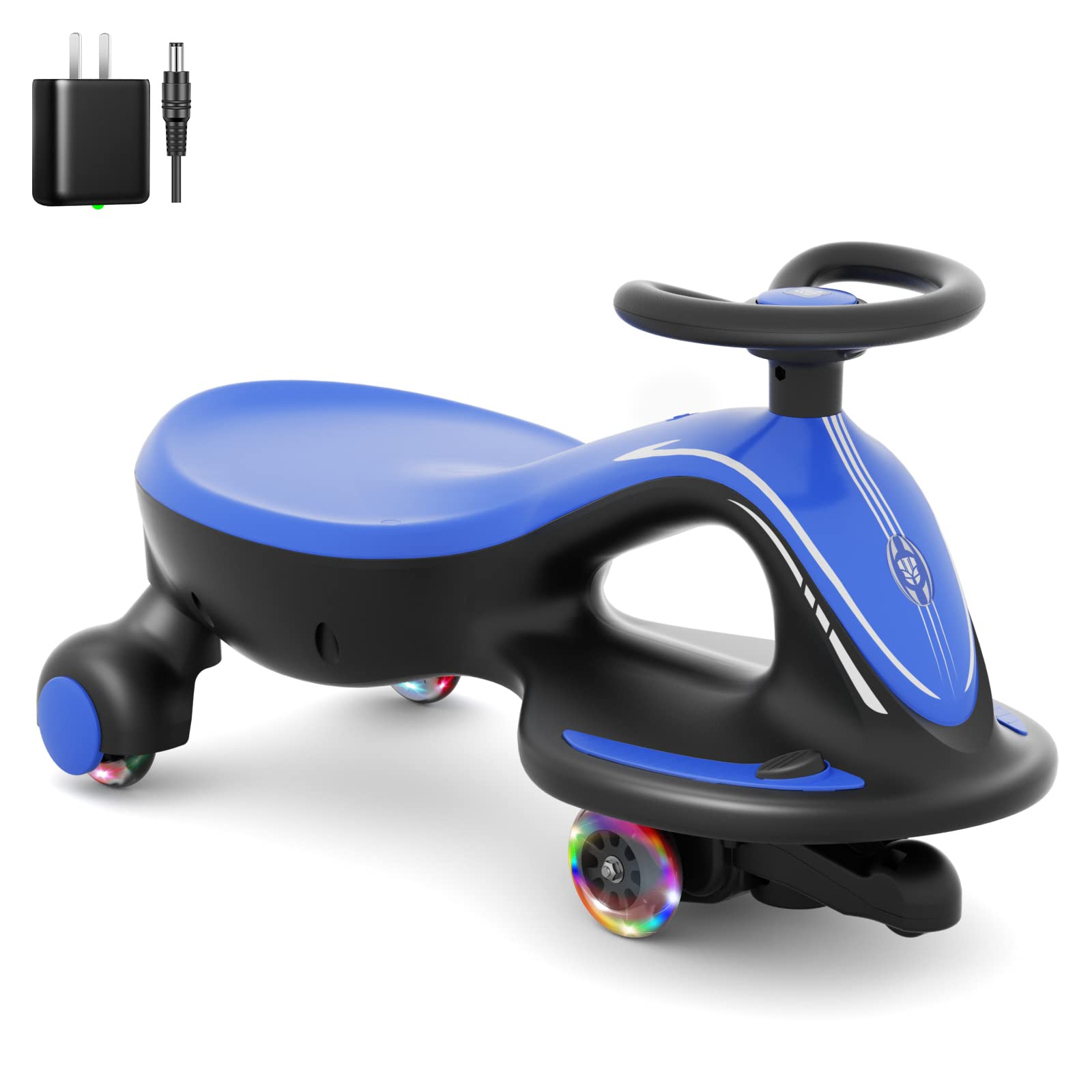 GLAF Electric Wiggle Car for Kids Ride On Toys for Toddler Age 3 Years and up Electric Vehicles Swing Car for Boys Girls with Rechargable Battery Powered Pedal Anti-Rollover Wheels with Lights (Blue)