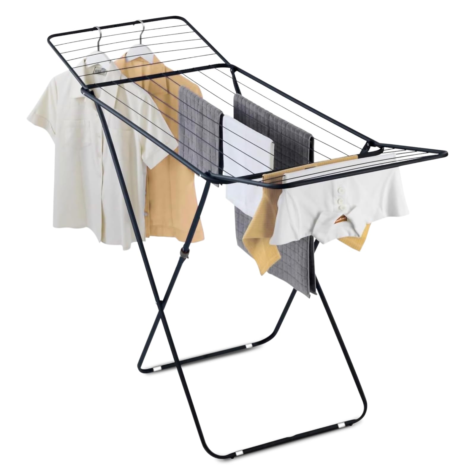TIENDA EURASIA - Tendedero de Ropa Plegable | Estructura Metálica Ligera | Capacidad de Carga 20 Kg | Medidas Abierto 180x50x100 cm y Cerrado 126x50x100 cm (Negro)