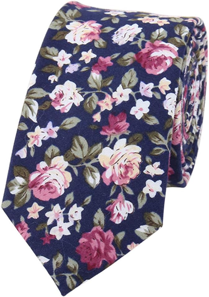 FEOYA Men's Cotton Ties Printed Floral Skinny Neckties
