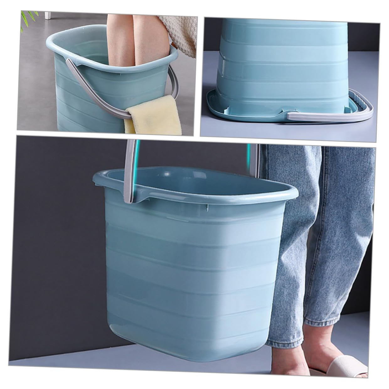 SOLUSTRE Secchio Portatile Rettangolare Manico in Plastica Buona Capacità di Carico e Maneggevolezza Salva Fatica per Uso Domestico e Giardinaggio