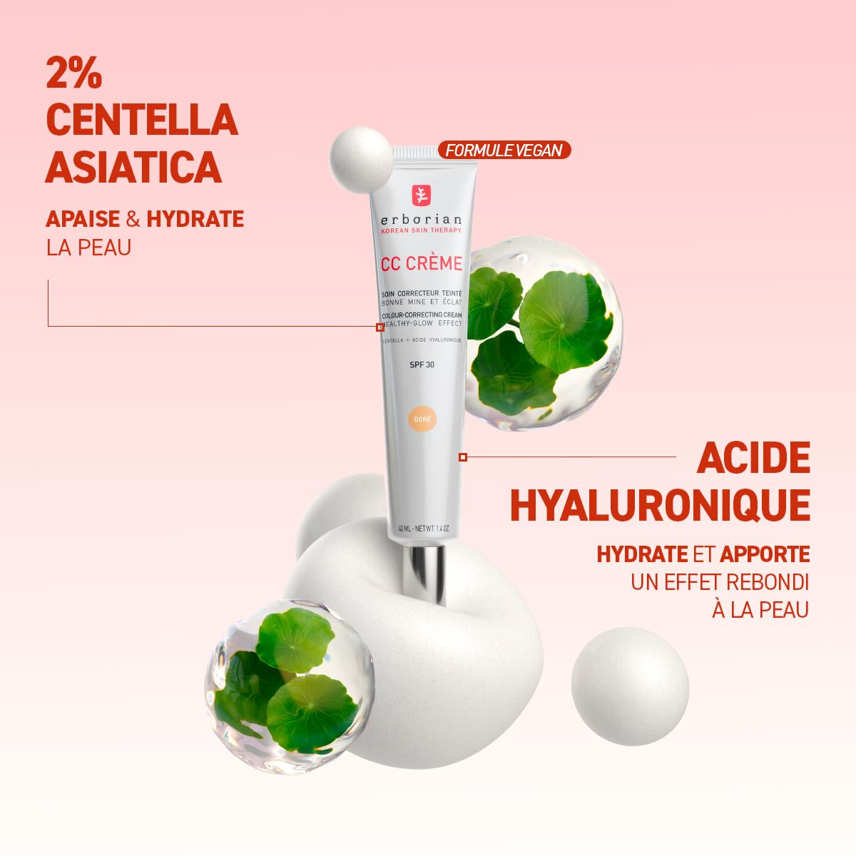 Erborian - CC Crème à la Centella Asiatica Clair 15 ml - Crème Correctrice de Couleur + Super BB Concealer Clair 10 ml - Anti-cernes Traitant Haute Couvrance