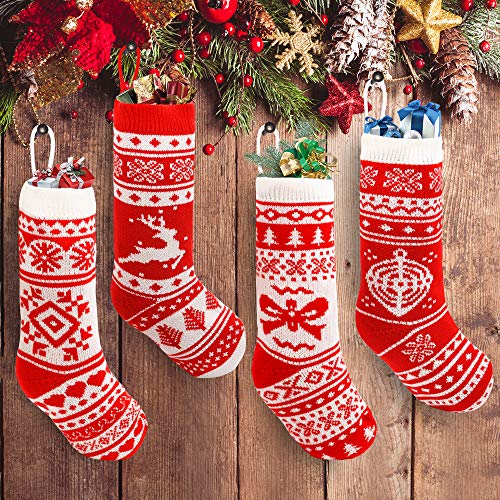 image for JOYIN 18” Christmas Stockings 4 Pcs, Large Size Rustic Cable Knit Xm