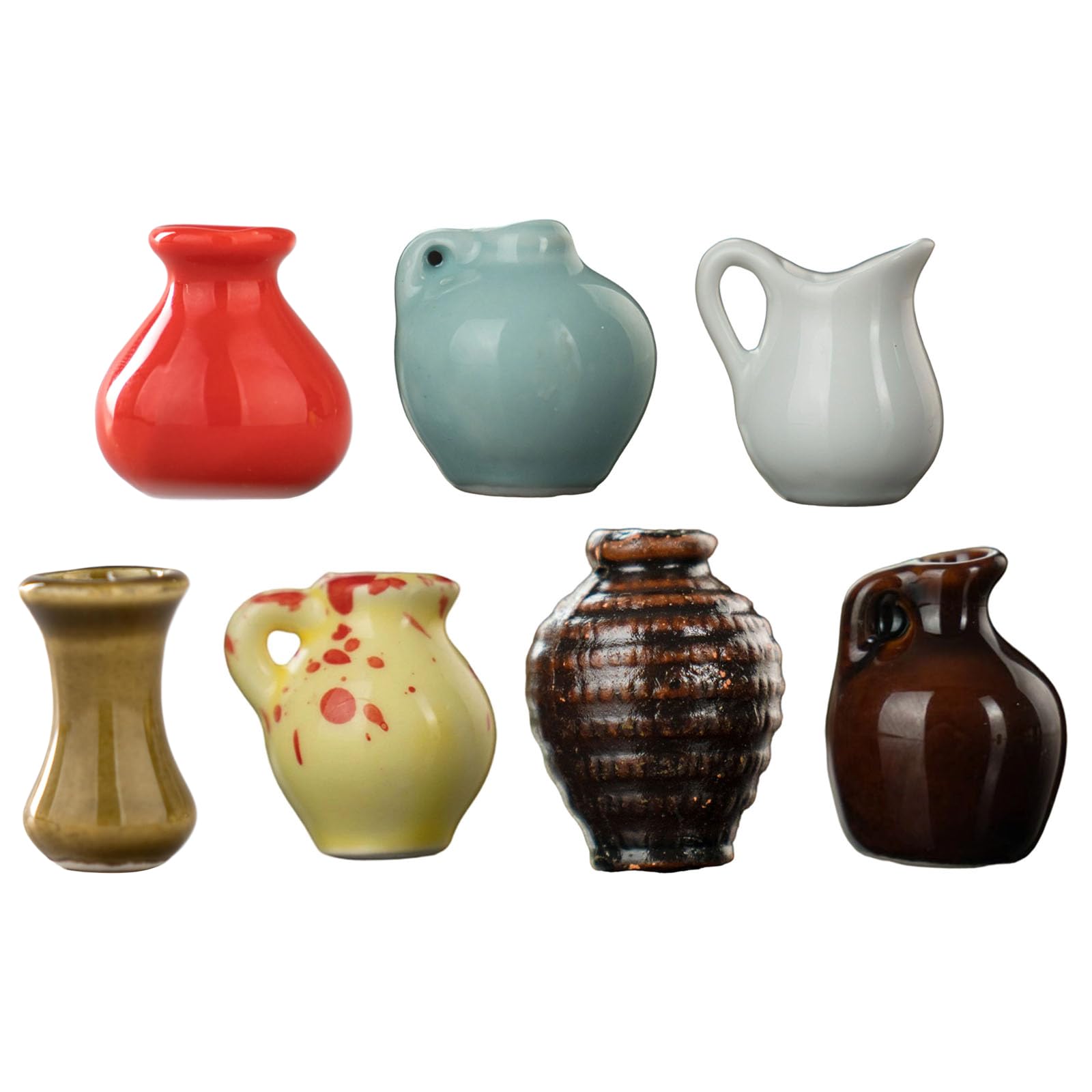 7Pcs Miniature Vases for Fridge Decoration Ceramics Craft Projects Decorative Set Miniature Ceramics Vases Refrigerator Magnets