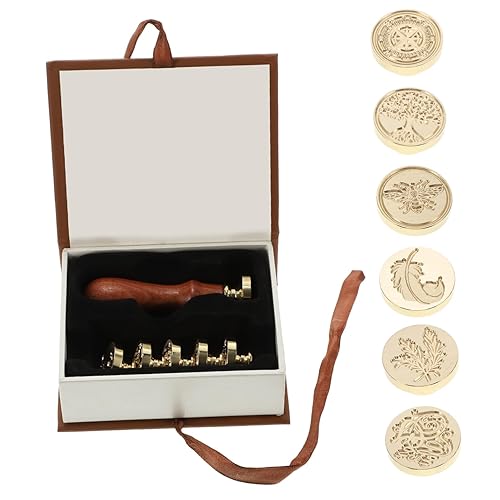 COHEALI 1 juego de sellos de cera para tarjetas de boda, palos de cera de sellado, decoración retro, juego de sellos de cera con mango de madera,