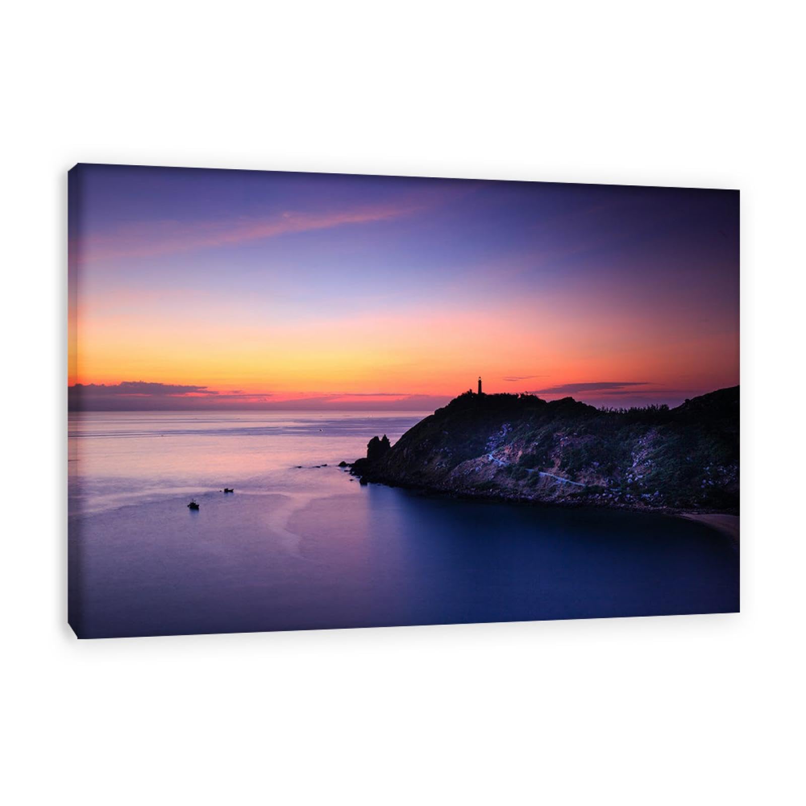 GRASKY Strand sonnenuntergang bild sonnenuntergang bild auf leinwand wandbilder landschaftsbilder mit rot Leinwandbilder Meer, Dämmerung Wohnzimmer Deko Kunstdrucke 80X120cm(31x47in) Innenrahmen