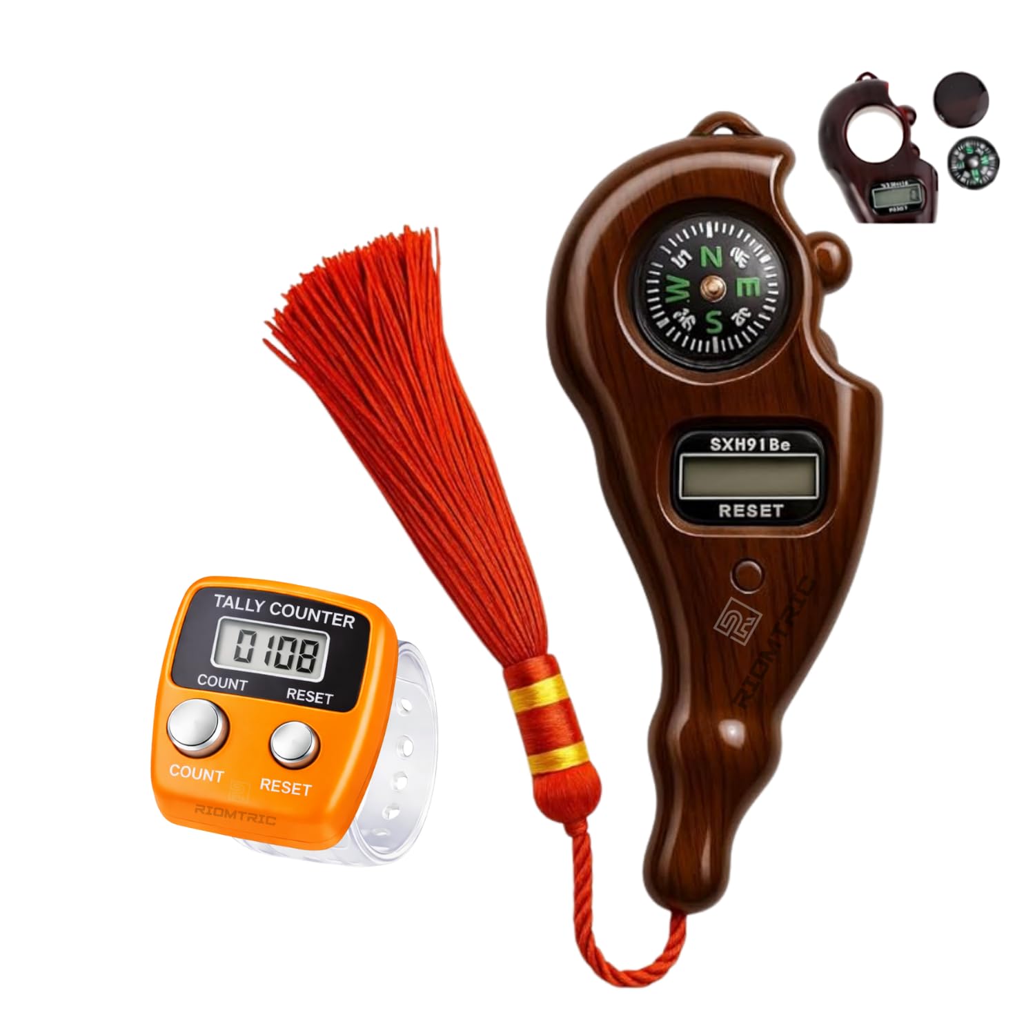 Mantra Jaap Digital Tally Counting with Compass Machine Finger Unique Design & Portable Hand Finger Counting Machine Digital Set-1 (1+1 Set)