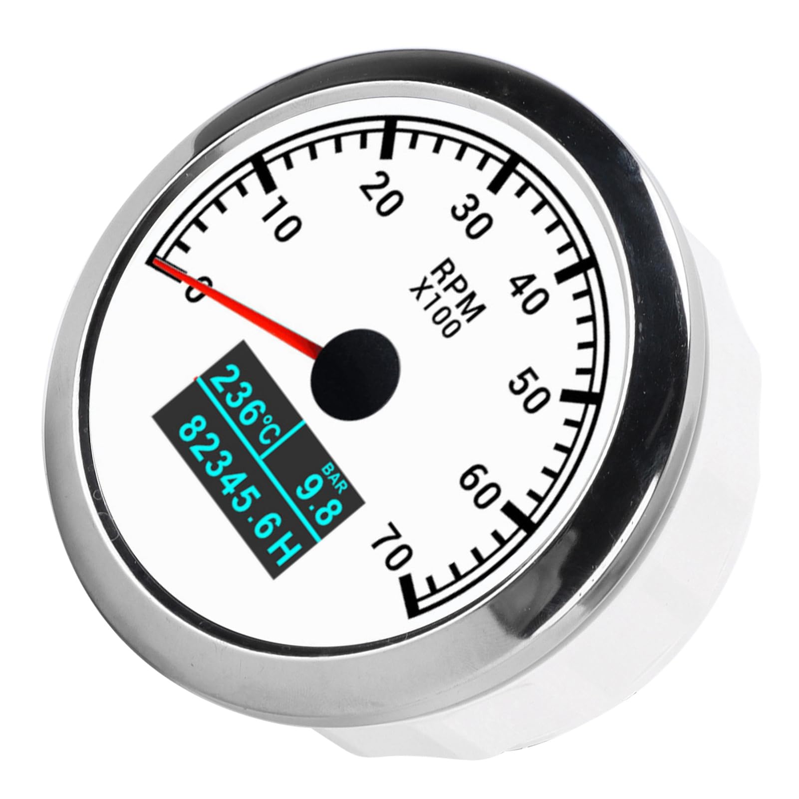 Contagiri per Auto Contagiri Multifunzionale Efficiente 3 in 1 per Appassionati di Auto o Hobbisti ABS in Acciaio Inossidabile (quadrante bianco)