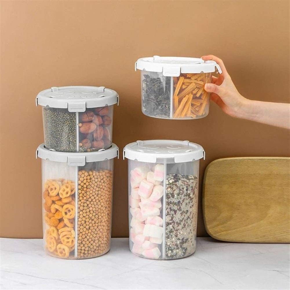 Recipientes Herméticos Frascos De Almacenamiento Botes Dispensador De Cereales De Cocina De 4 Rejillas, Caja De Almacenamiento De Arroz De Grano De Harina De Plástico Tarro Contenedor De Alimentos Sec