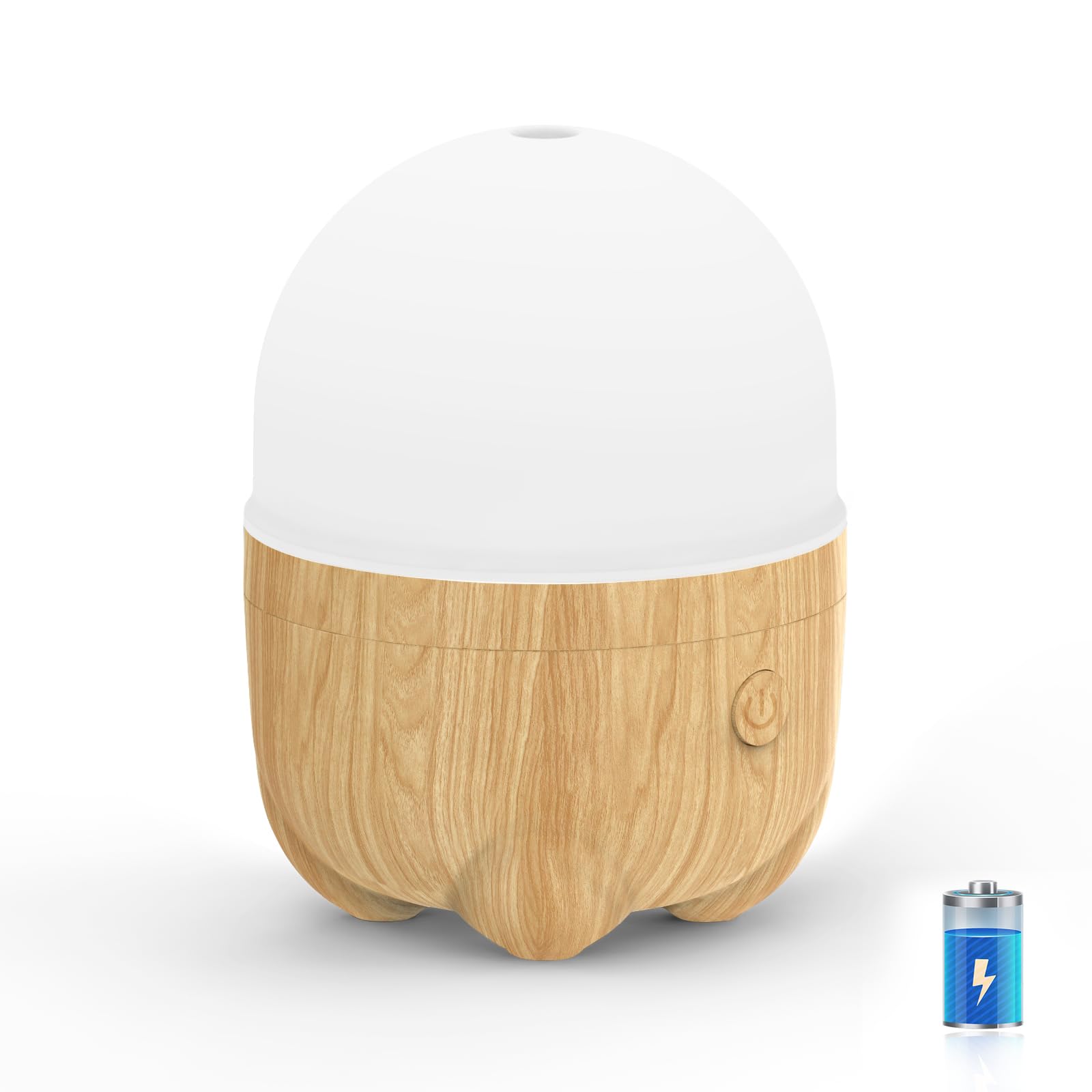 SEEDSEEL Diffusore di oli essenziali, 150 ml, ricaricabile a batteria, portatile, senza fili, per aromaterapia, con 7 luci LED che cambiano colore (legno giallo)