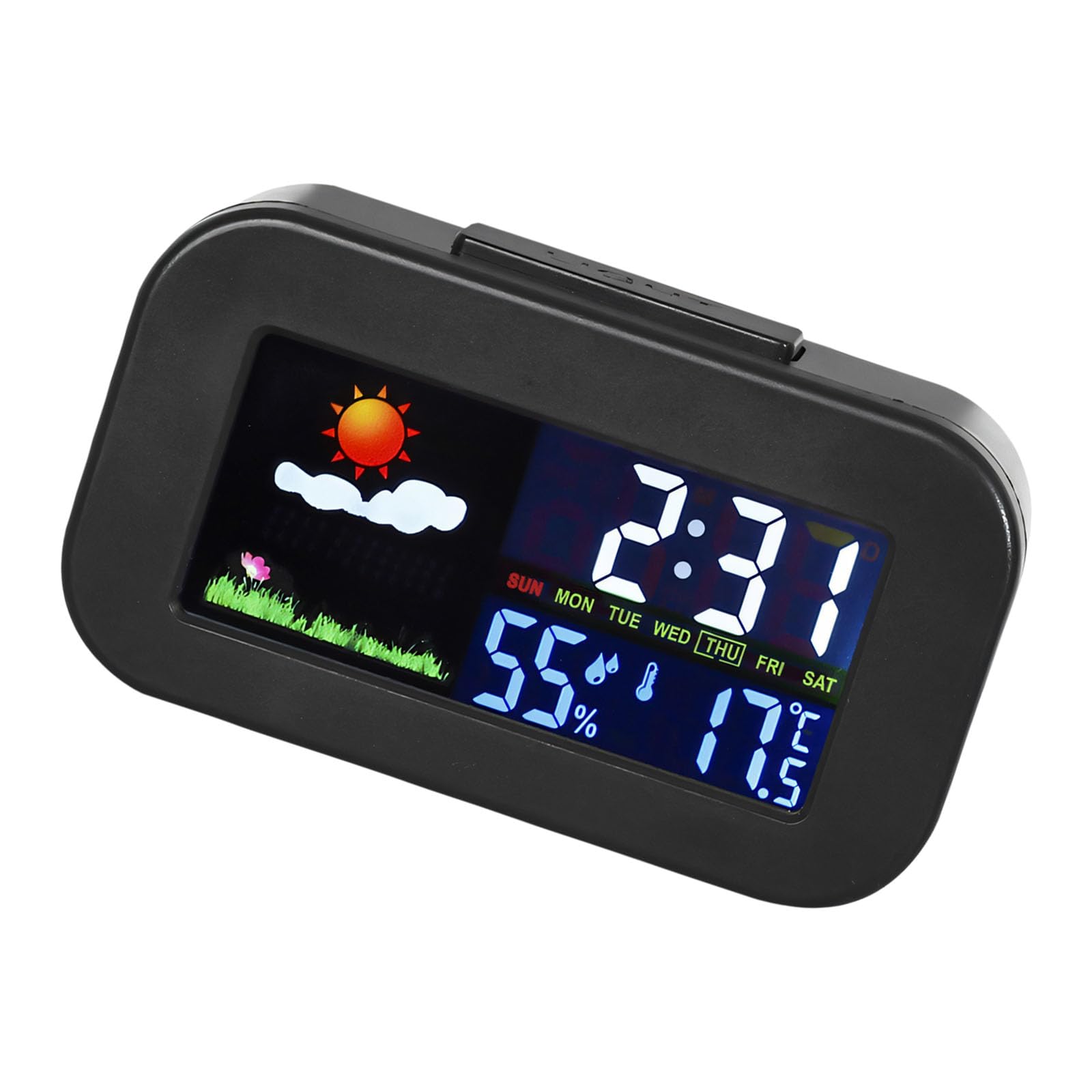 Apglsxy Light/Black Multifunctional Electronic Weather Clock With Color Screen Digital Weather Clock For Indoor Temperature And Humidity Monitor Indoor Thermograph Hygrometer