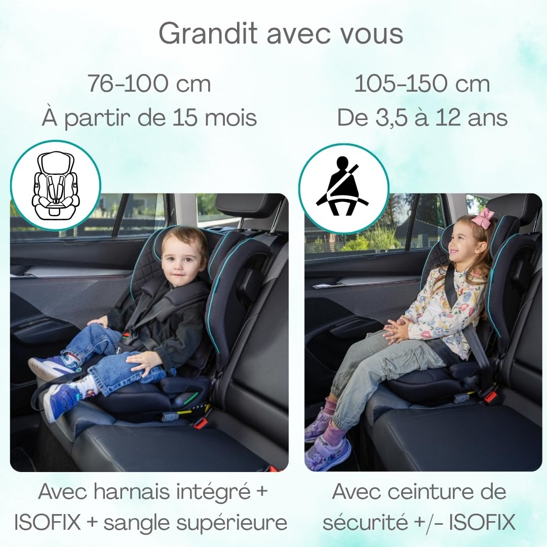 Urban Kanga Wallaroo Grow Siège Auto Pliable 76-150 cm i-Size R129 | ISOFIX, Top Tether et harnais 5 points intégré