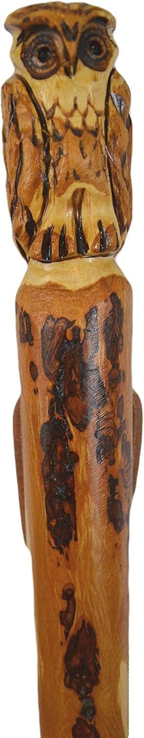 Walking Stick - Hand Carved Owl Carving by Creation Carvings - Custom Height Up to 60"