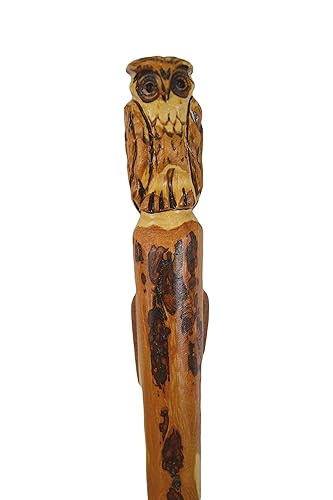 Walking Stick - Hand Carved Owl Carving by Creation Carvings - Custom Height Up to 60"