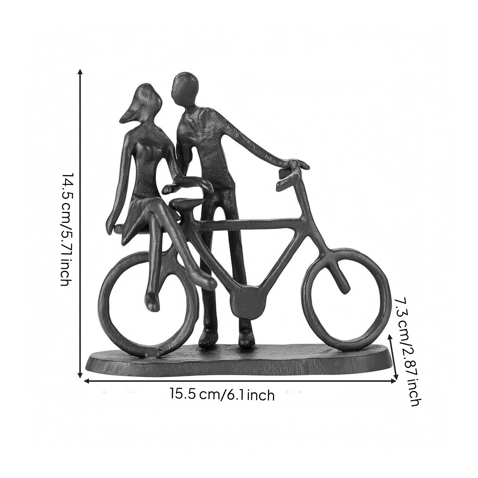 Colcolo Paarfigur Skulptur Metall Figur Deko Statue Ornament aus Eisen mit Freistehender Basis Und Kompaktem Format für Romantische Akzente Heimdekoration, Paar Auf Fahrrad