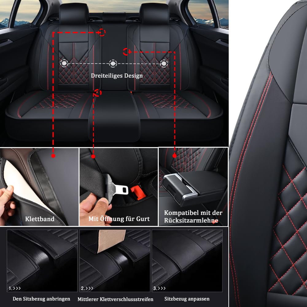 Universelle Auto-Sitzbezüge Komplettset,Wasserdichtes Kunstleder, Atmungsaktiv, rutschfest – Schutz & Haustieren – Für Seat Altea Arona Ateca Ibiza Leon Tarraco