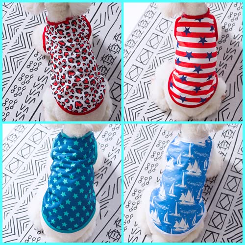 Sebaoyu 4 Pieces Dog Clothes for Small Medium Dogs Girl Boy-Pet Vest Outfit-Dog Apparel & Accessories-Puppy Cat Clothes-Female Male Dog Clothing for Chihuahua Ropa para Perros Dachshund Yorkie (XS) - Thumbnail 2