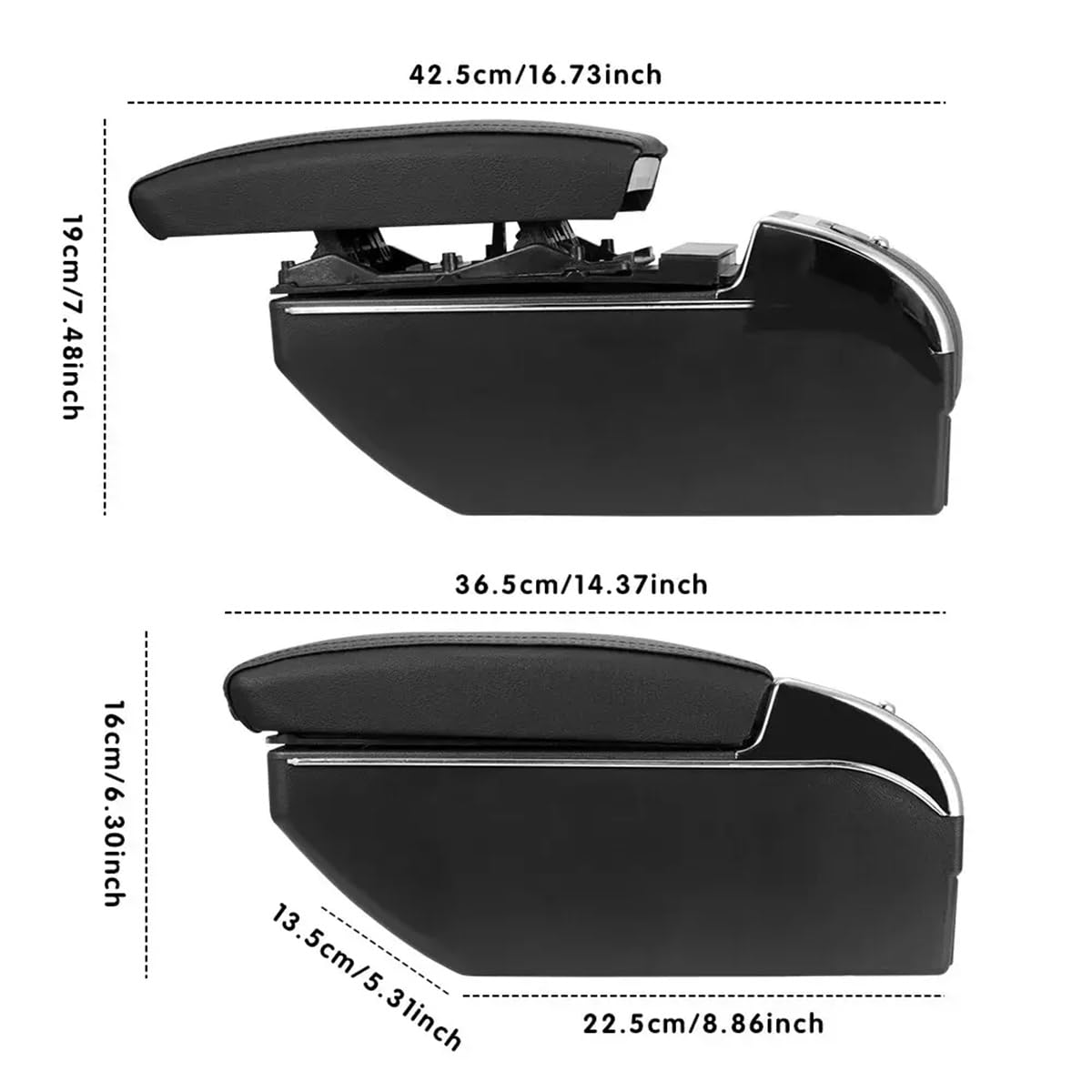 Armlehnenbox für Ford Fiesta MK7 2009-2017, Armlehne Mittelarmlehne mit 7 USB-Anschlüssen, Mittelkonsole zur Aufbewahrung und Armlehnenmodifikation