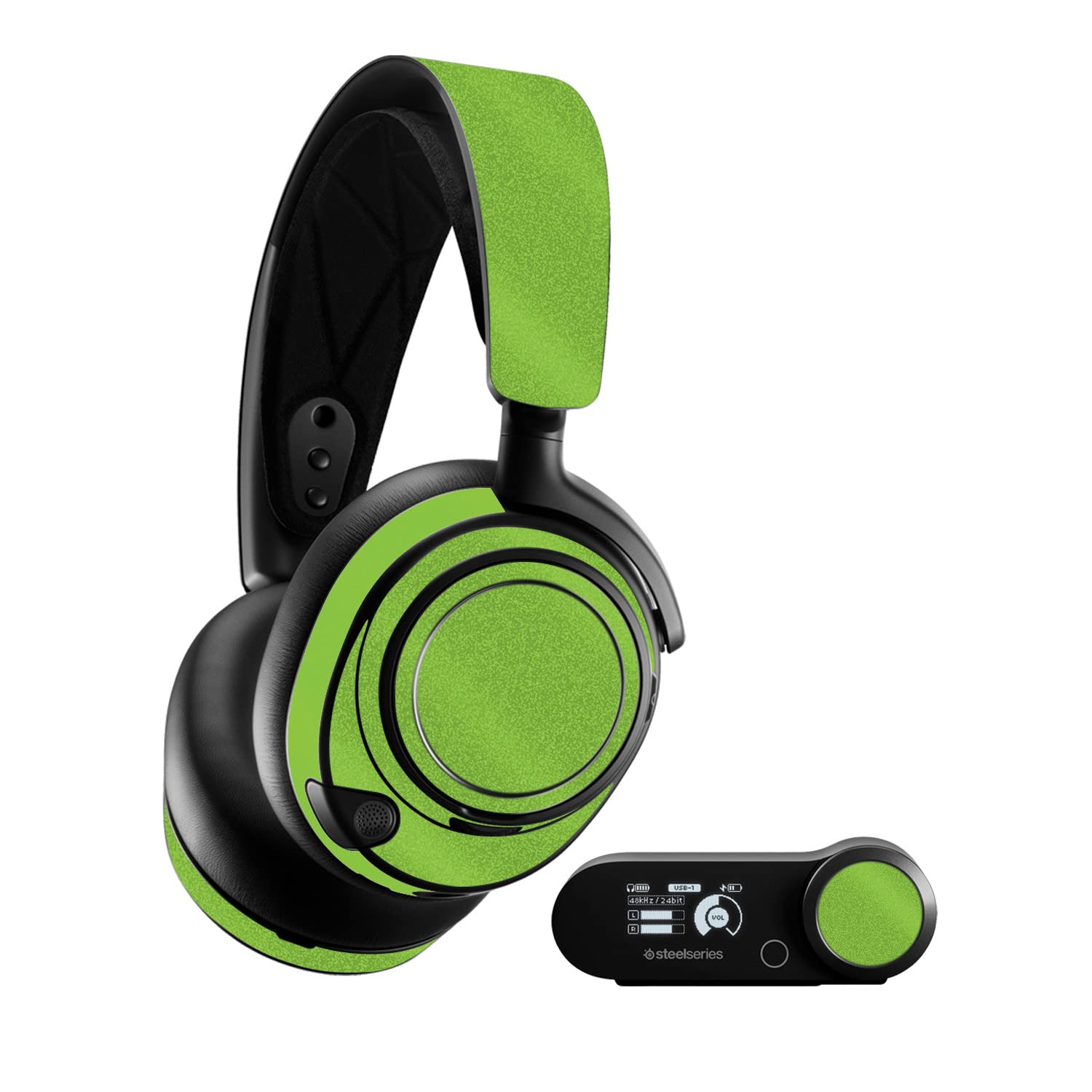 MightySkins Glossy Glitter Skin Compatible with SteelSeries Arctis Nova Pro - Solid Lime Green | Protective, Durable High-Gloss Glitter Finish | Easy to Apply and Change Styles | Made in The USA