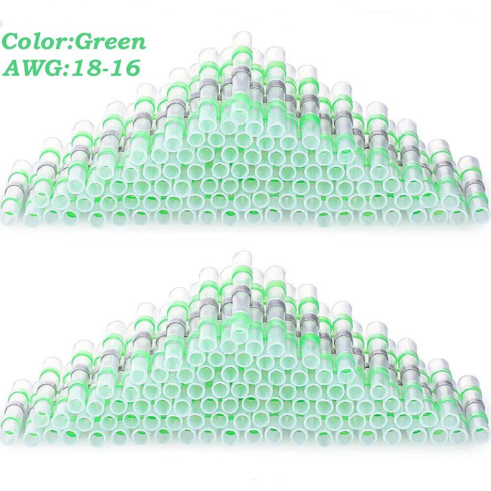 50 Pcs of Insulated Heat Shrink Seal Solder Sleeve Terminals Green Butt Wire Connectors