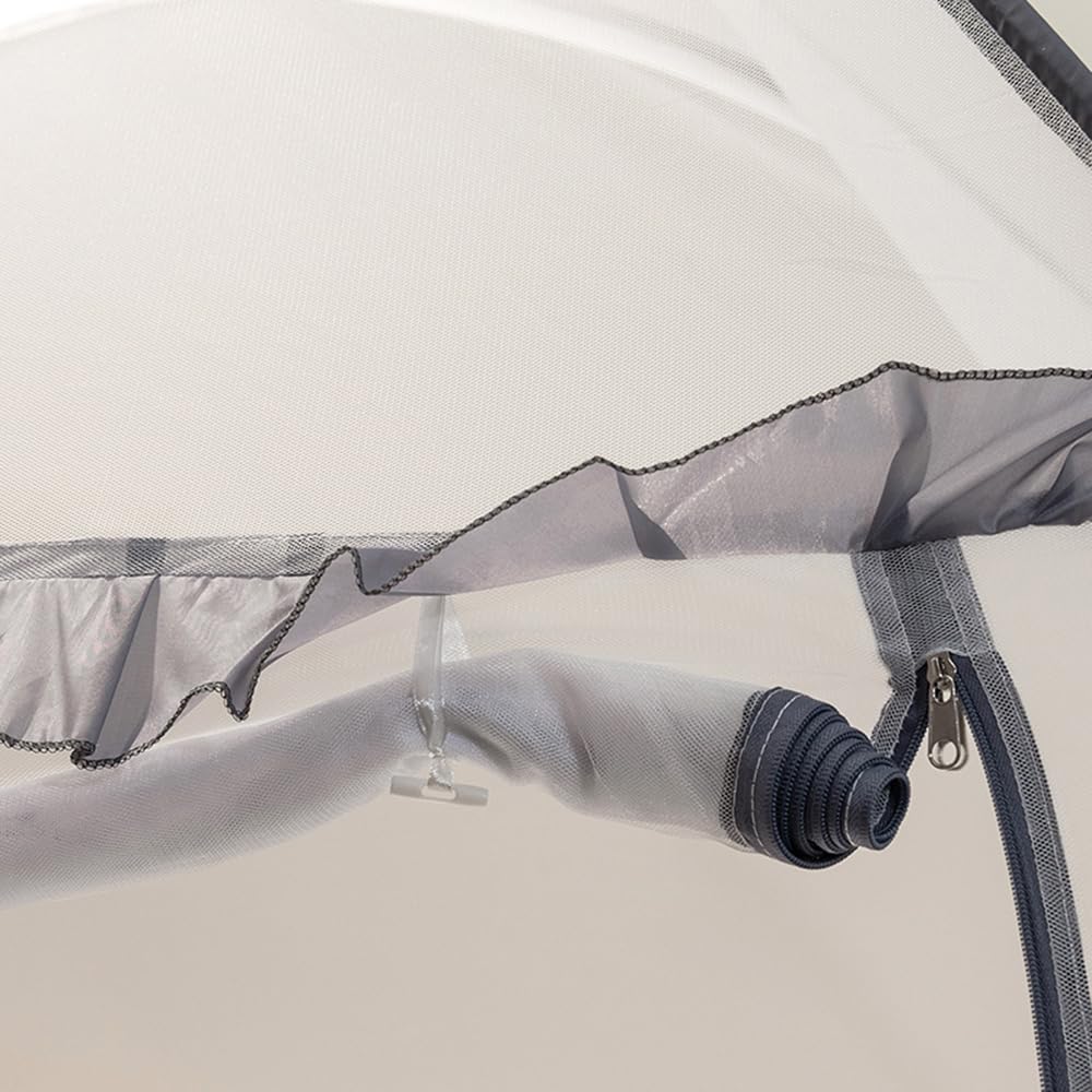 Tente moustiquaire pop-up pour lits avec fond, baldaquin de lit, moustiquaire portable et pliable pour chambre à coucher et voyage en plein air (gris, simple)