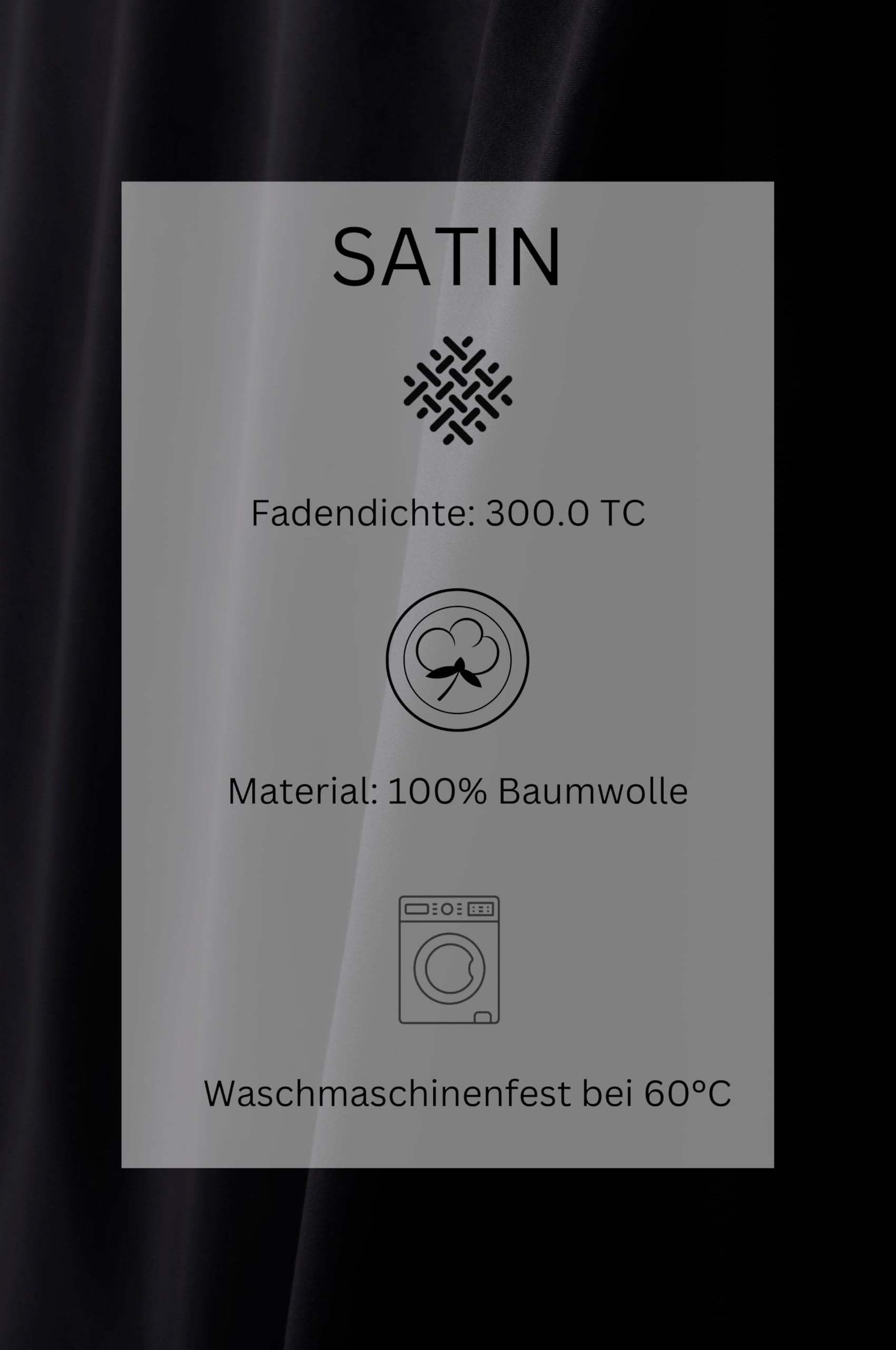 Jotex Zack Satin Volant Betthusse Bettrock 100% Bio-Baumwolle Höhe 45 cm Schwartz 180 x 200 cm