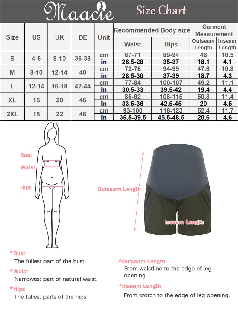 Maacie Short de grossesse Short décontracté en lin et coton doux et confortable avec poches