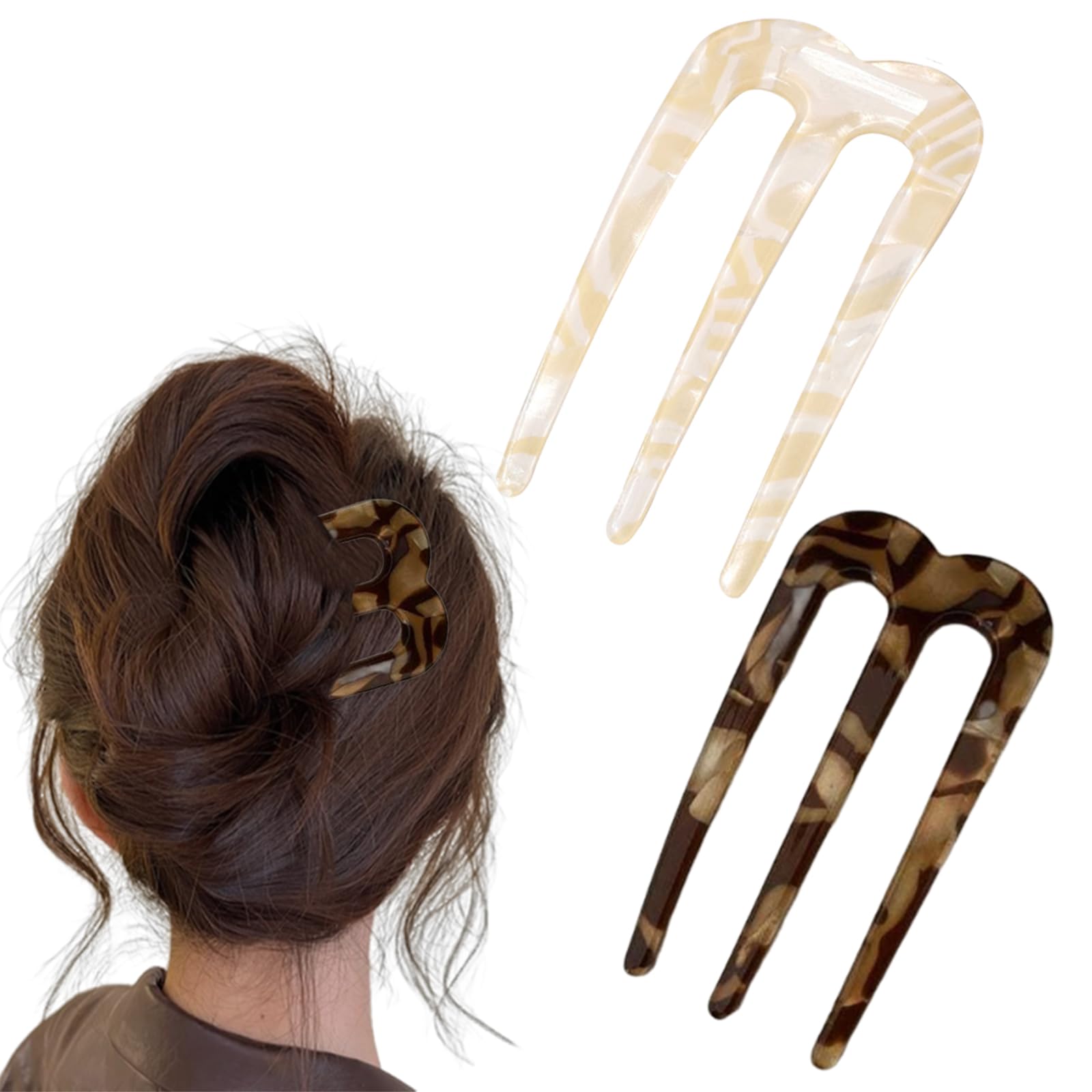 LKCCTK ヘアコーム かんざし 夜会巻きコーム 2個セット ヘアアクセサリー しっかり固定 おしゃれ 普段使いにも 簡単ヘアアレンジ