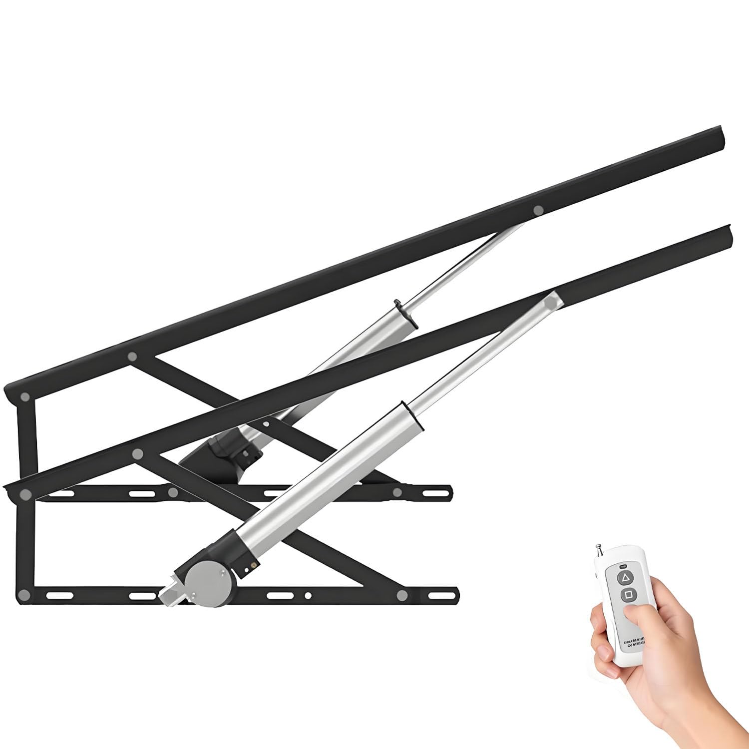 UORDBY Bed Storage Lift Mechanism, 2 PCS Smart Home Electric Bed Lift Mechanism, 600kg Load Capacity, with Remote Control for Storage Box Bed Sofa, DIY Project Black-1.5m