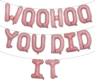 Woohoo You Did It バルーンバナー、We are So Proud of You、Congrats Grad 2025、2025 卒業パーティーデコレーション (WOOHOO YOU DID IT ピンク)