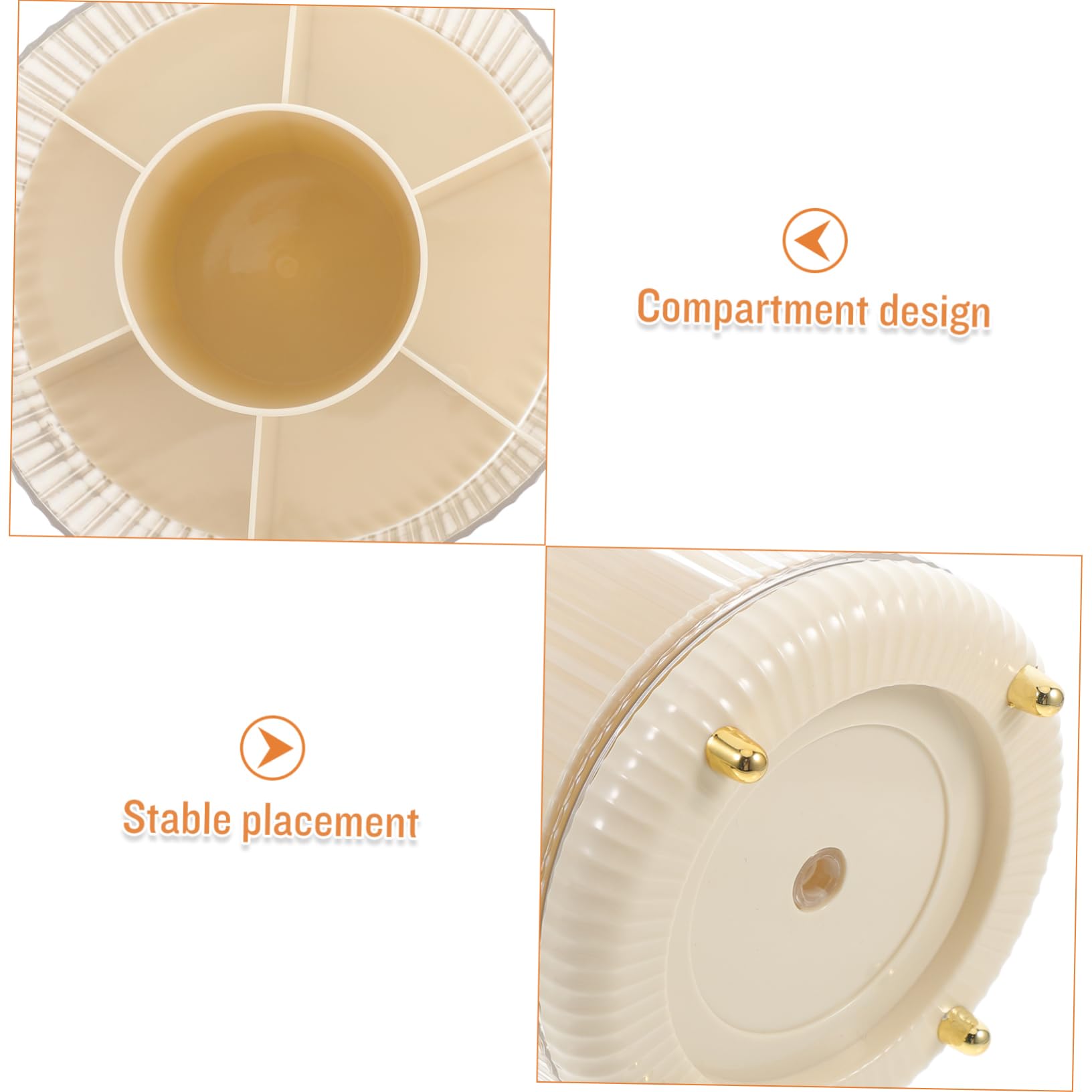 Organizer Girevole per Pennelli Trucco in Pet Beige, Grande | Design Scomparti, Leggero e Rotante a 360 Gradi, per Ufficio e Decorazione Scrivania
