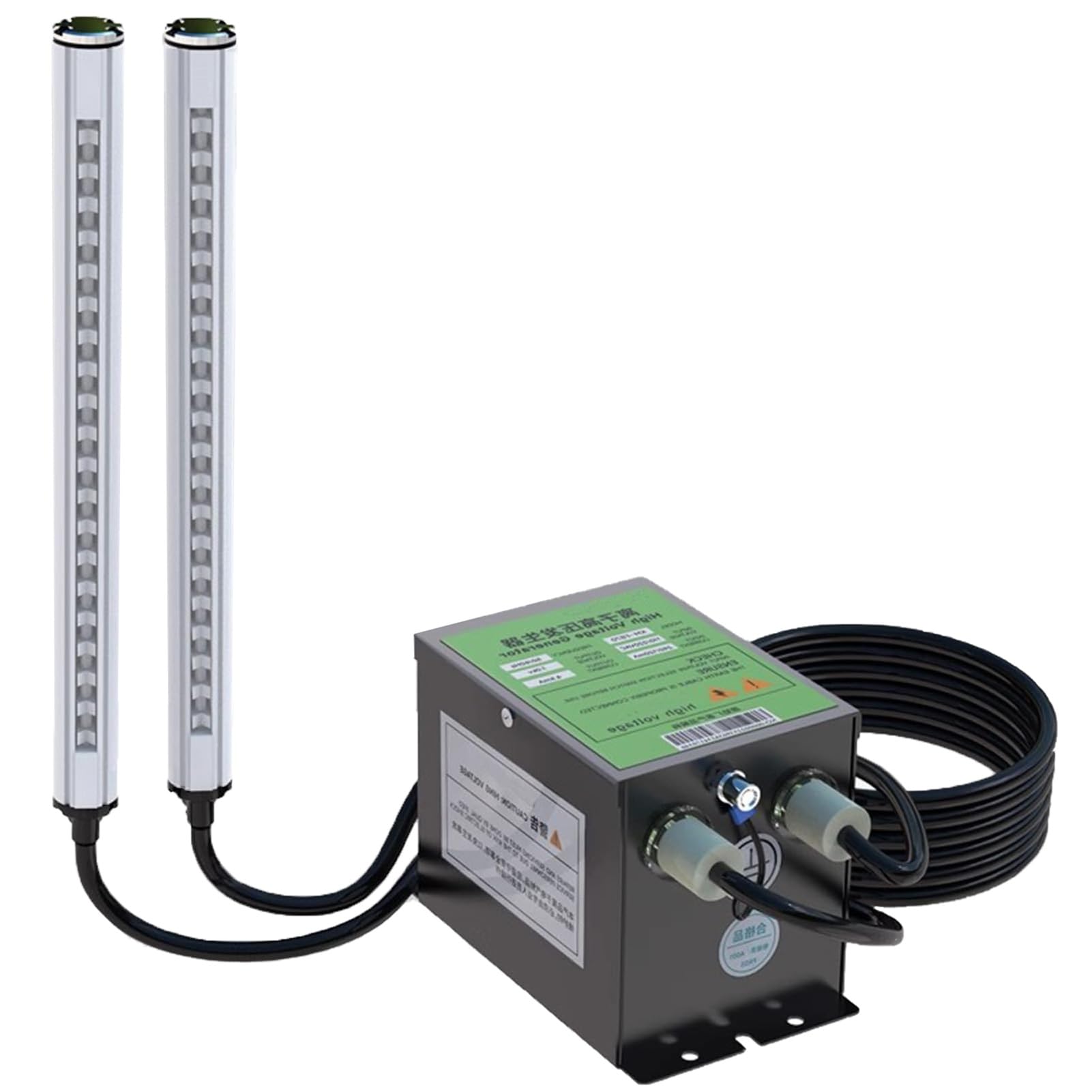 Ionisierender Luftstab zur statischen Entladung, Antistatik-Entferner, 2 Stück Antistatik-Entfernungsstab + 7-kV-Hochspannungsgenerator, Verwendung mit Luftkompressor, für Industrie, ESD-Zubehör (60