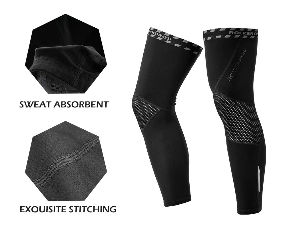 ROCKBROS Calentadores de Piernas Térmicas de Invierno para Hombre Mujer Ciclismo Running Deportes al Aire Libre Negro